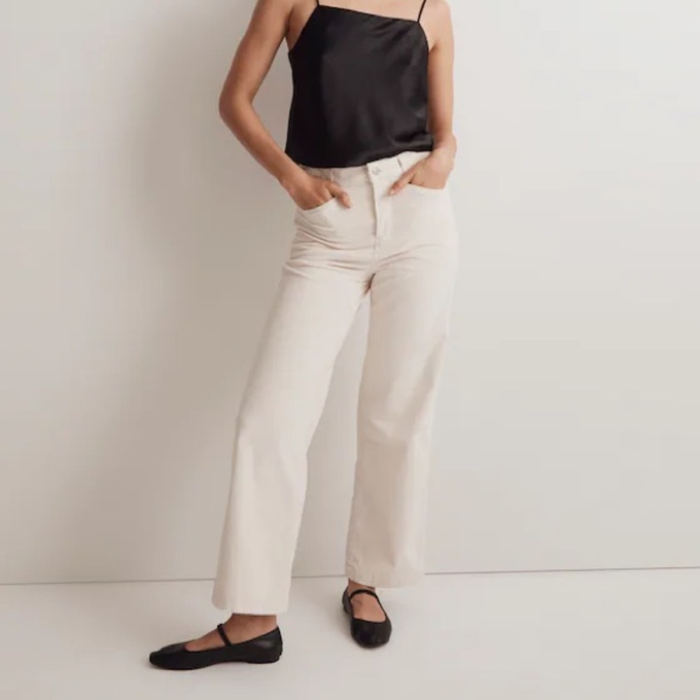 Madewell Emmett 2.0 Wide-Leg Pants in Corduroy Antique Cream